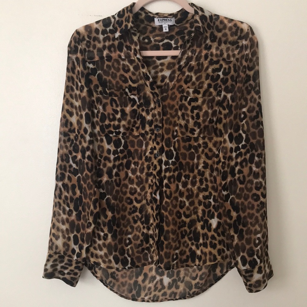 *3/$15 Express: Leopard Print Button Up Blouse